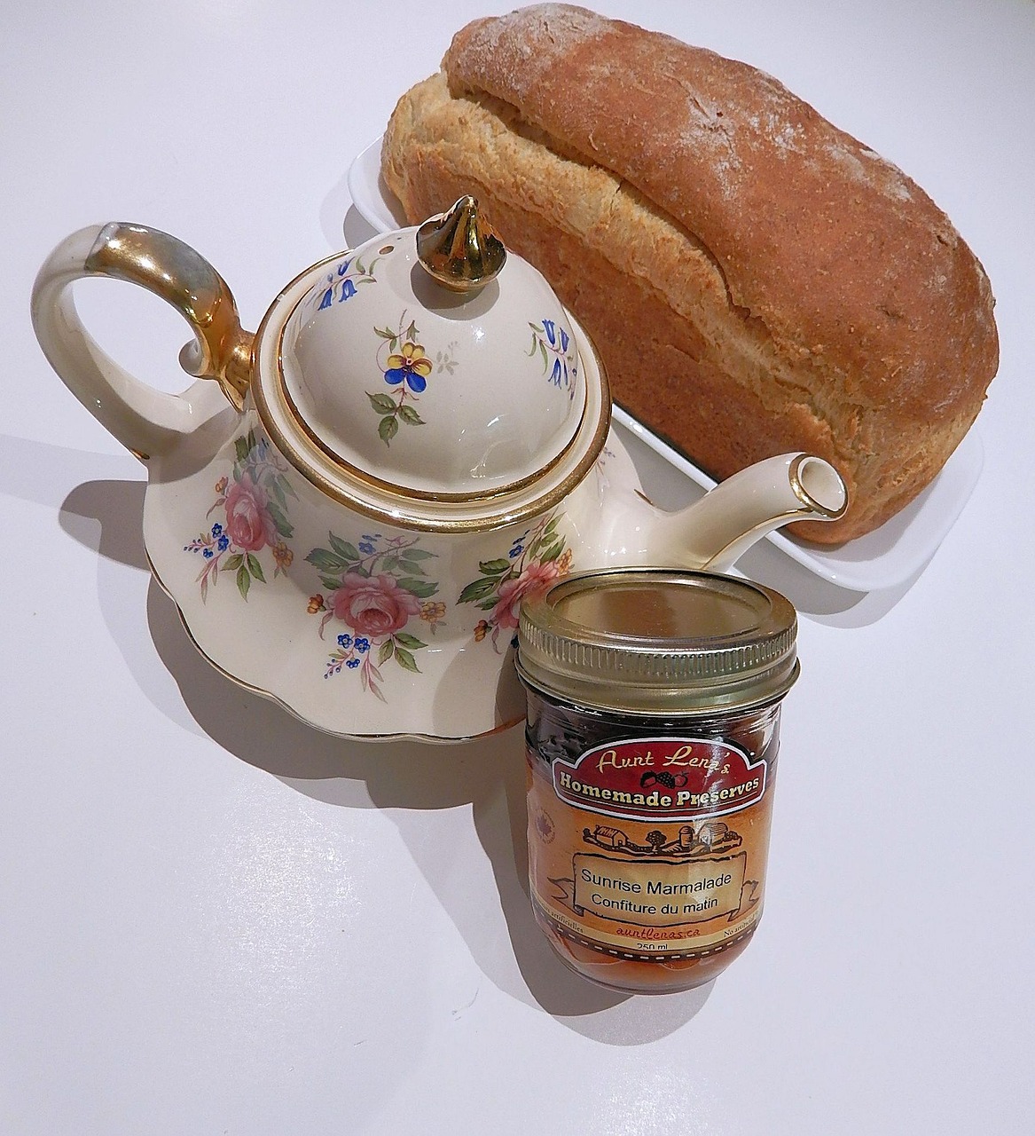 multi grain bread teapot marmalade free photo