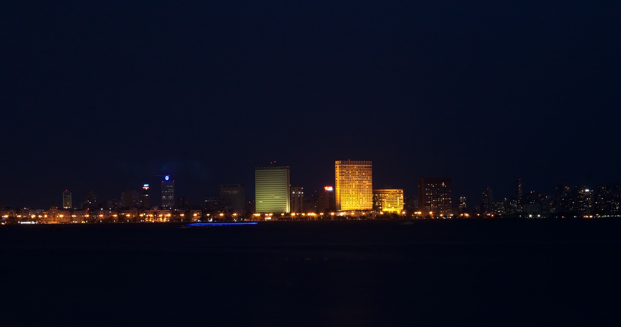 mumbai night skyline free photo