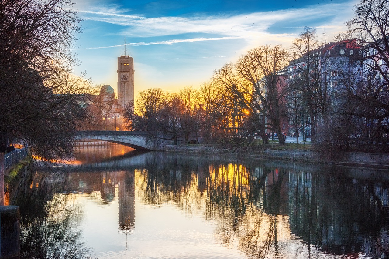 munich bridge evening free photo