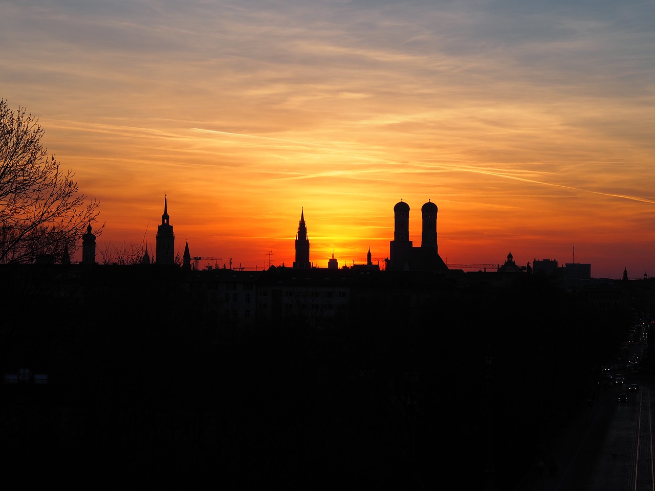 munich skyline sunset free photo