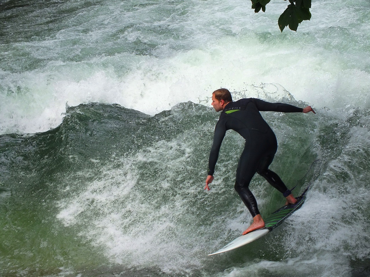 munich eisbach surfer free photo