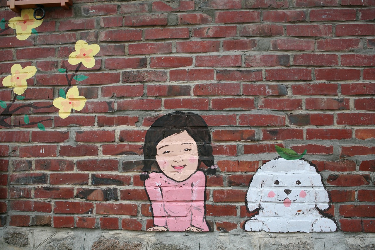 mural figure red brick free photo