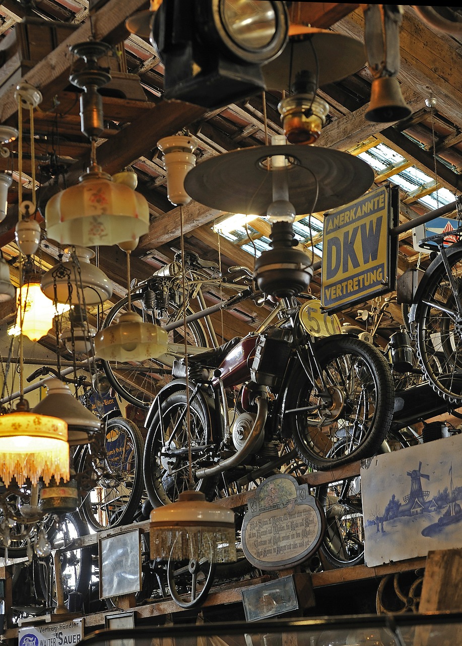 museum old lamps old motorcycle free photo