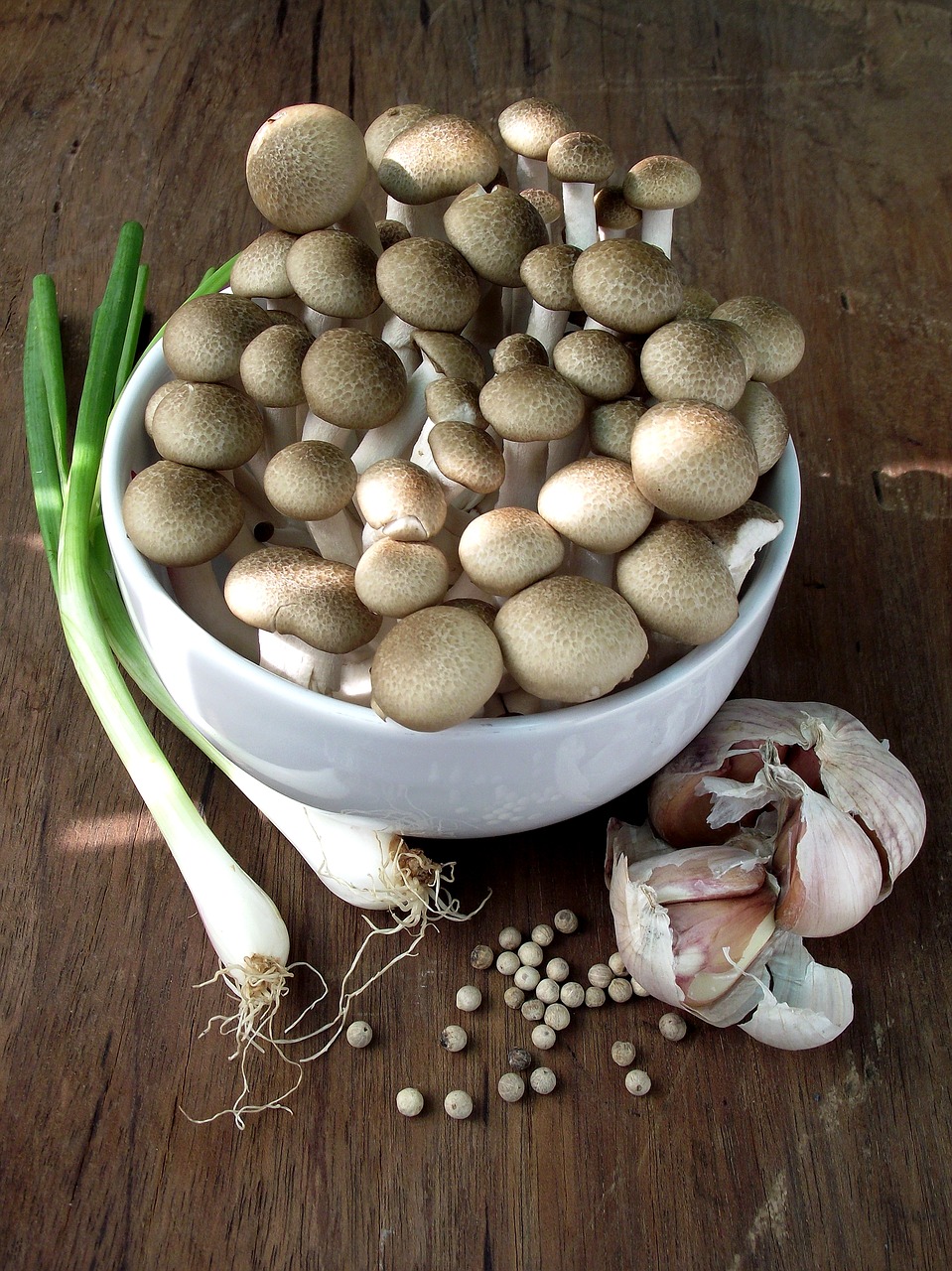 mushroom spring onion garlic free photo