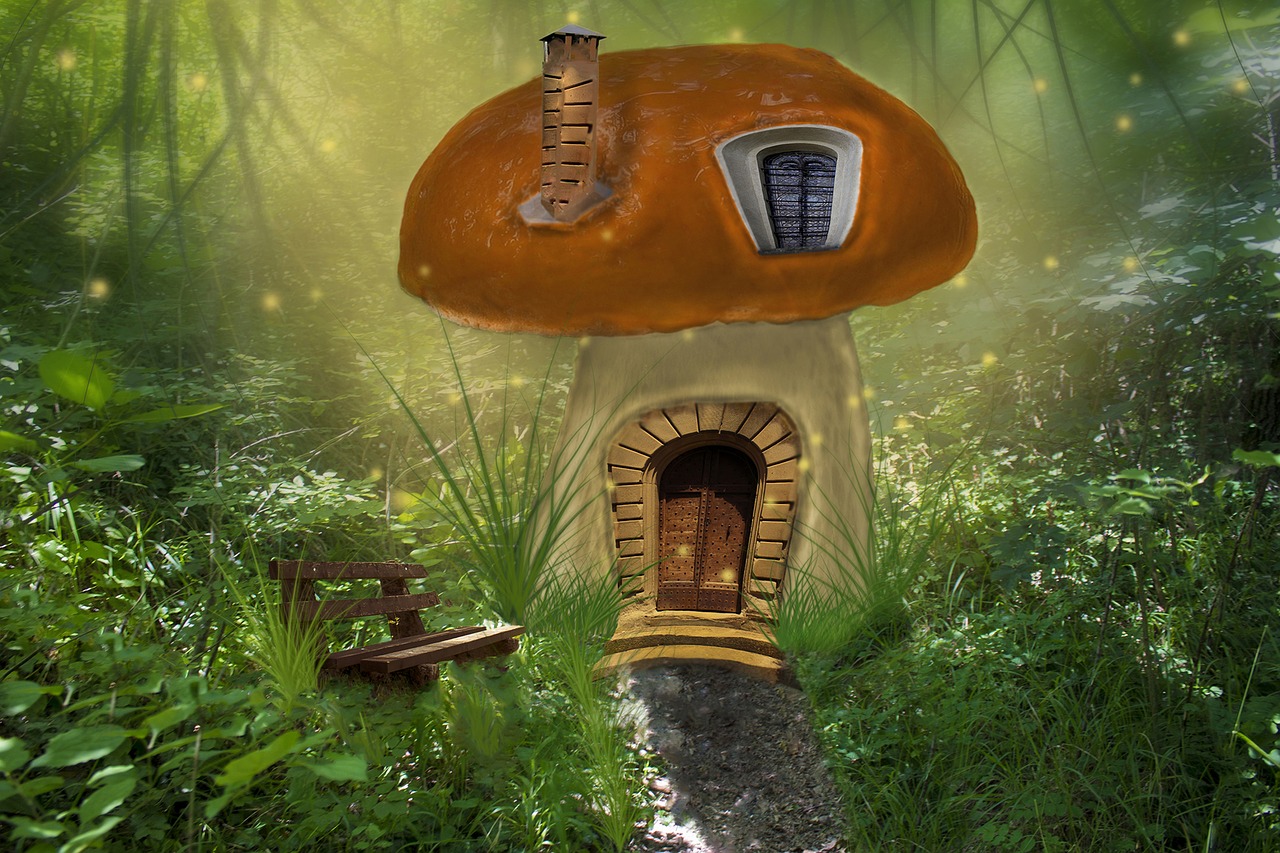 mushroom  house  fantasy free photo