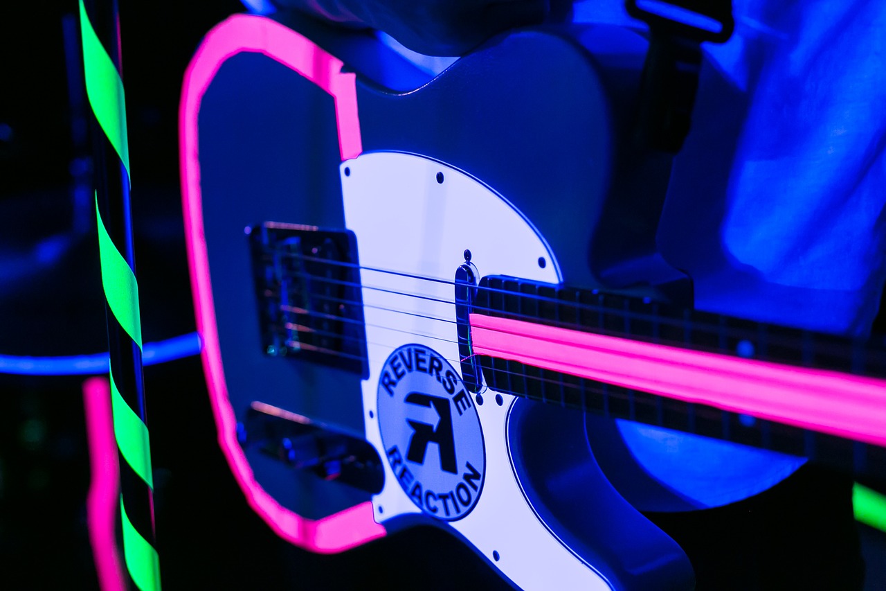 guitar neon lighting free photo