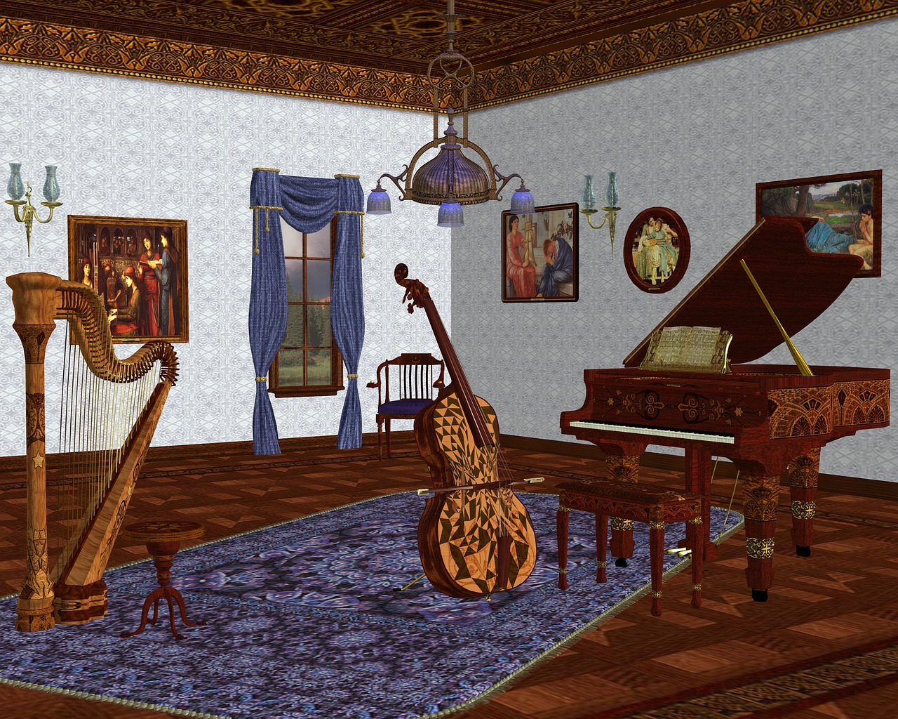 music room musical instruments grand room free photo