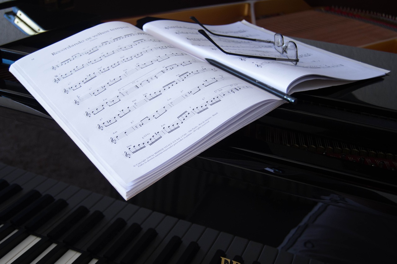 music sheet  glasses  piano free photo