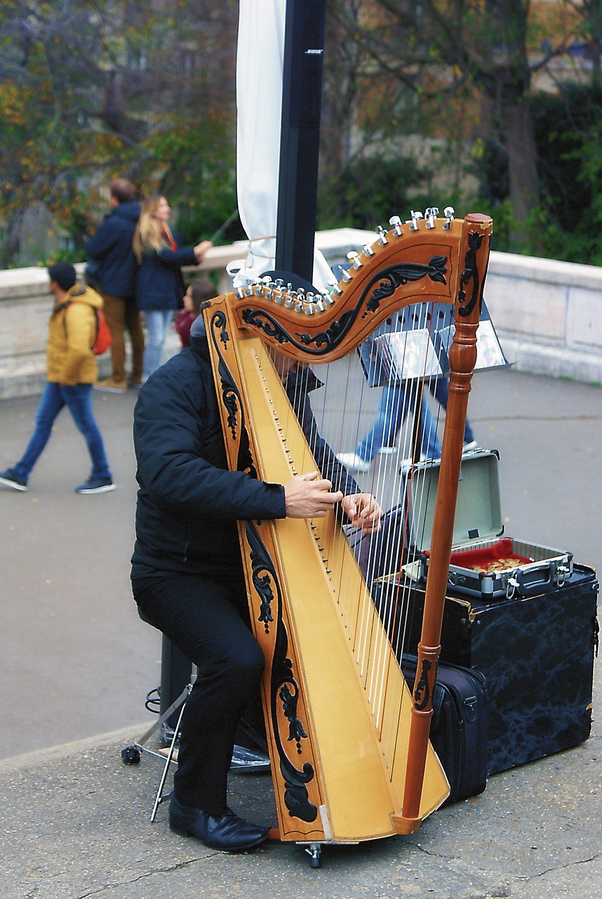 musical instrument harp street game free photo