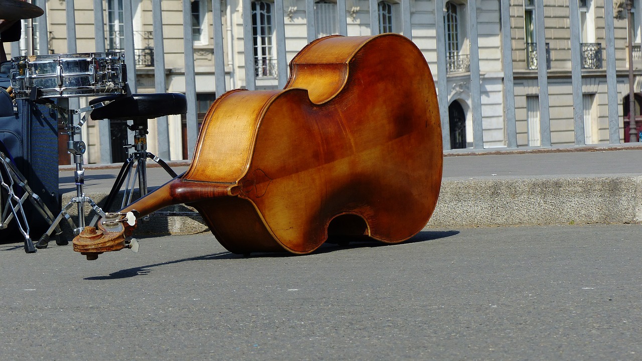 musical instrument double bass road free photo
