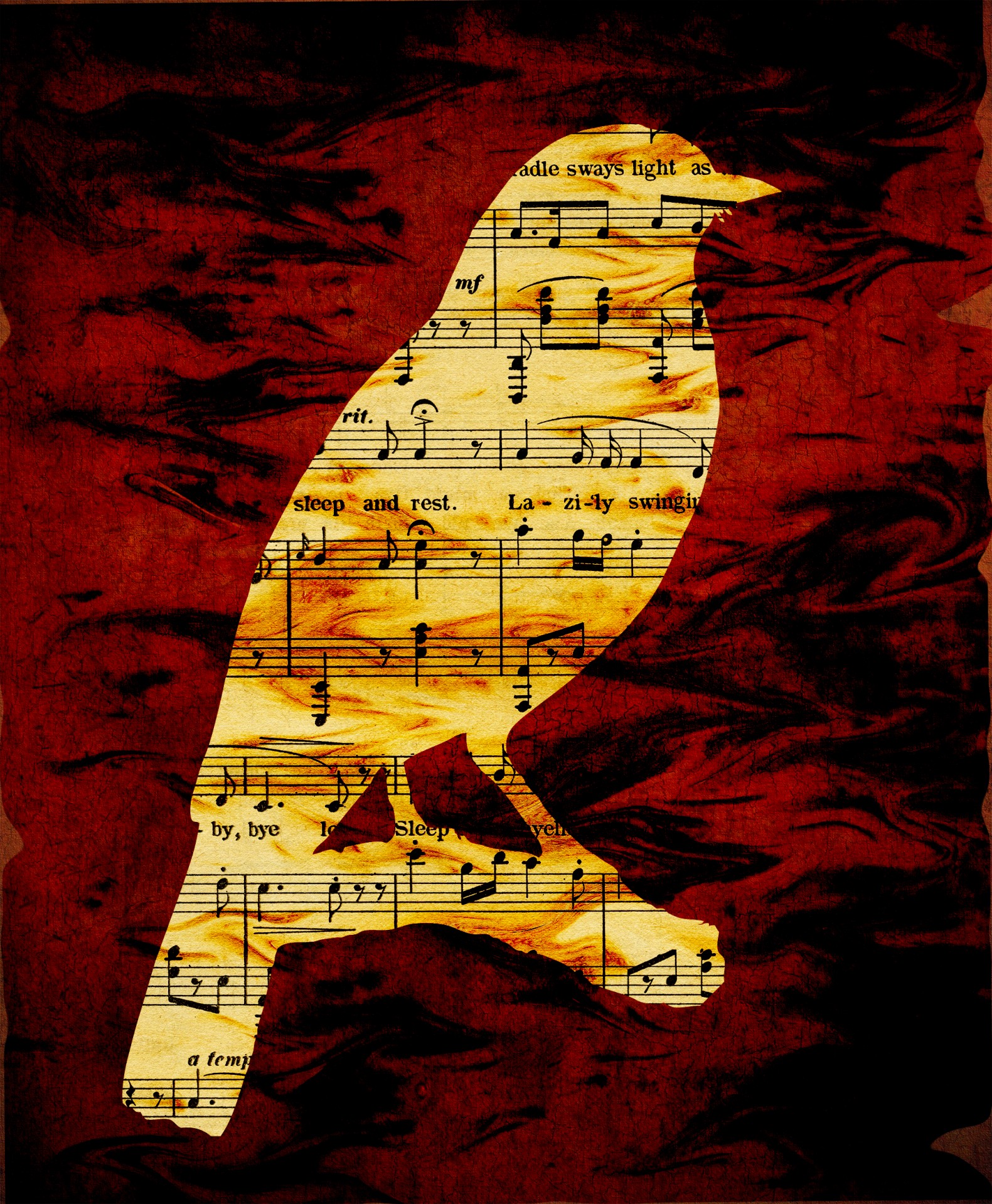 bird silhouette musical notes free photo