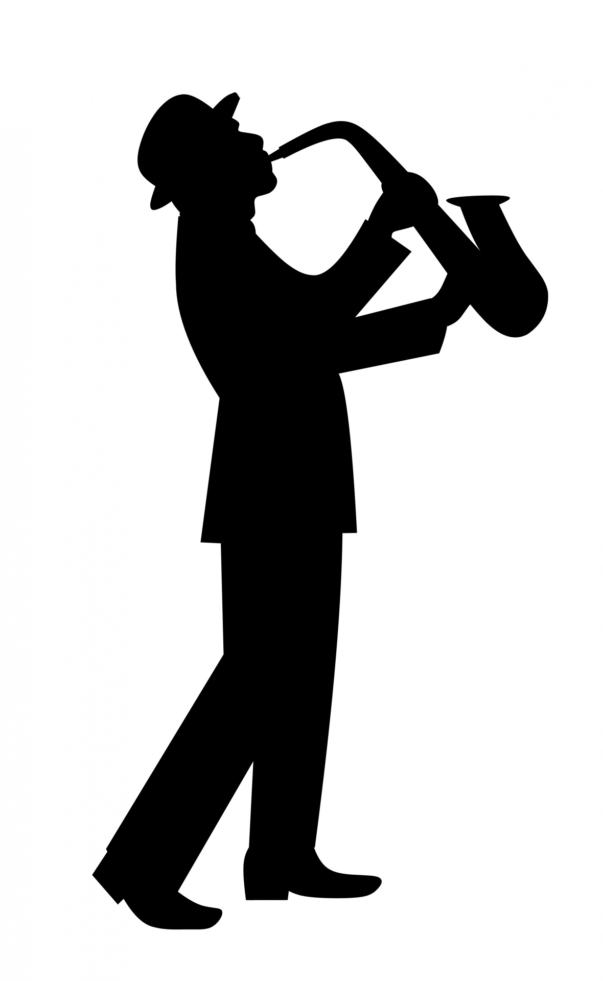 silhouette saxophonist man free photo