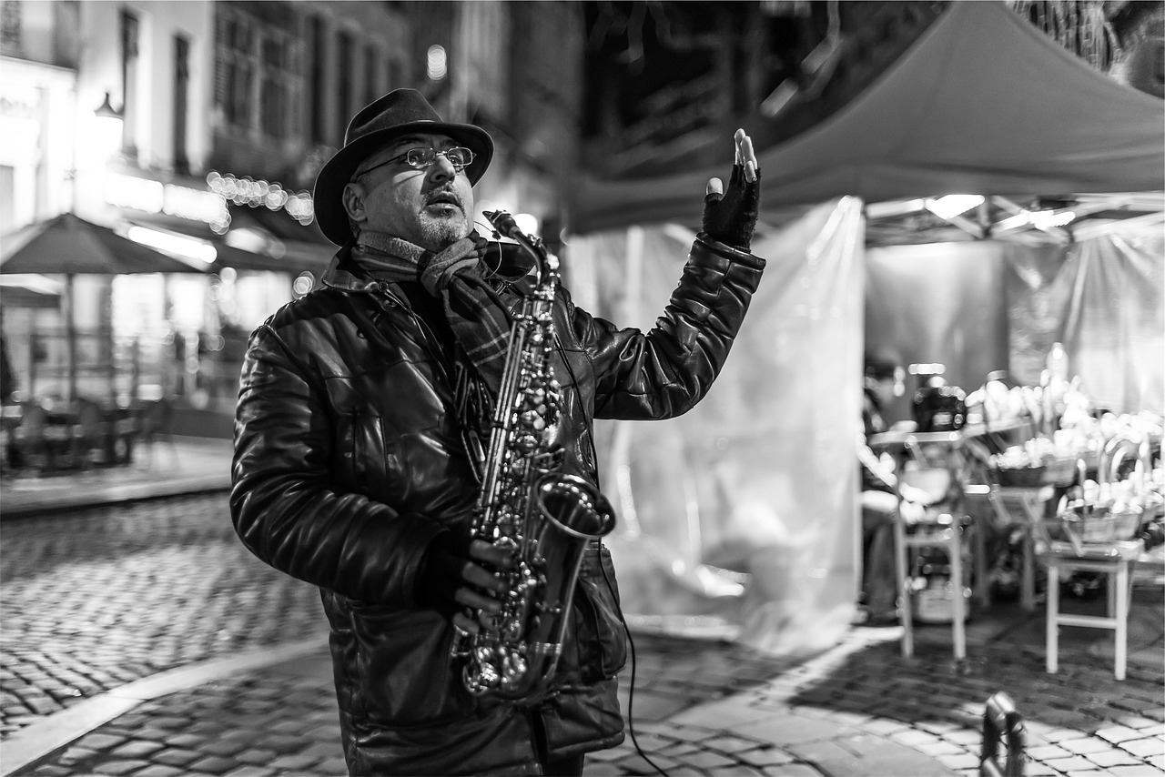 musician street performer saxophone free photo