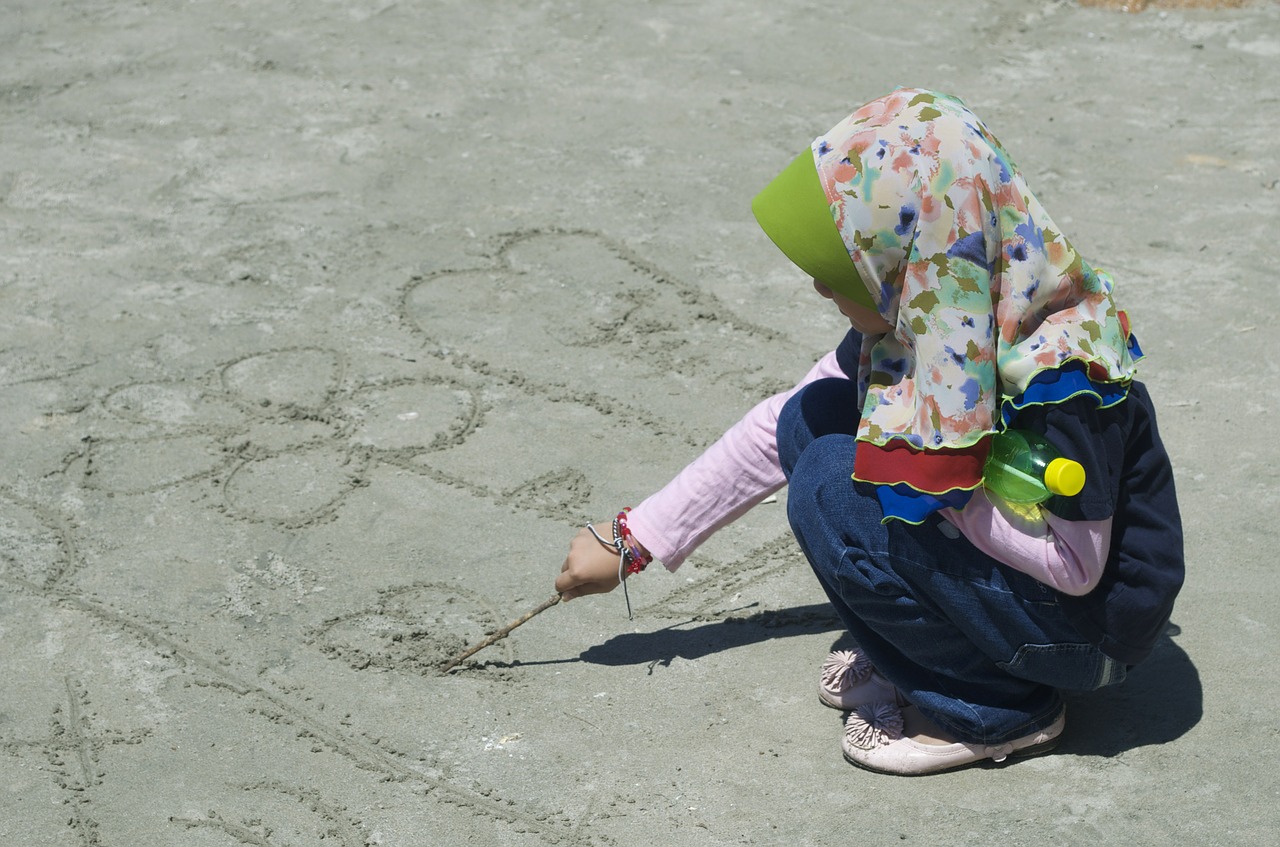 muslim girl seaside free photo