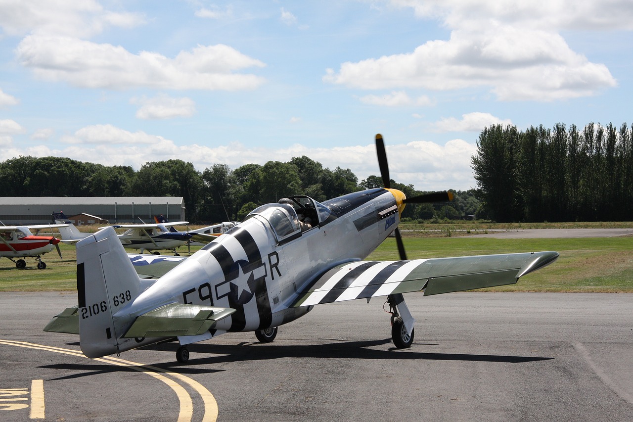 mustang aircraft airfield airplane free photo