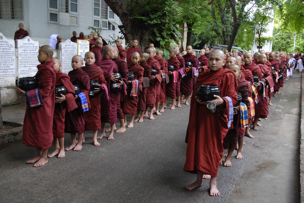 myanmar monks religion free photo