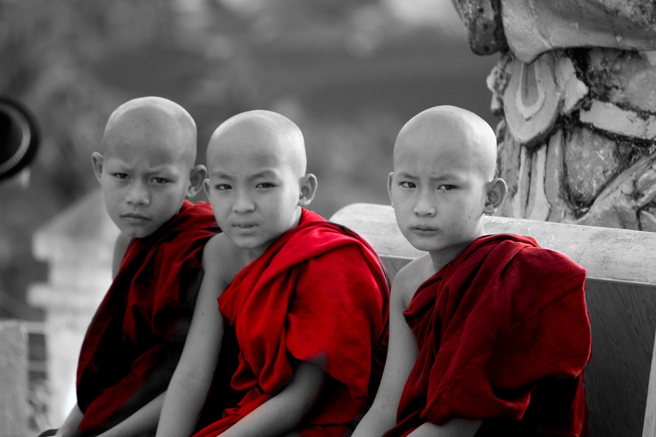 myanmar monks children free photo
