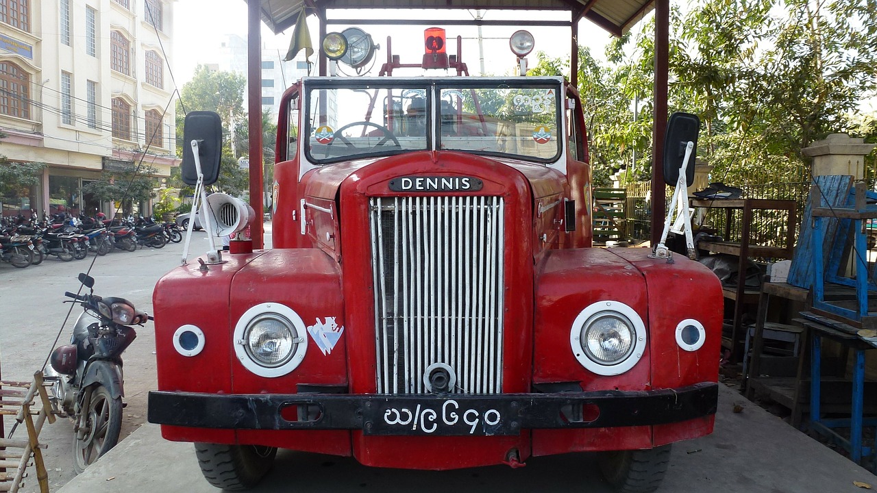 myanmar fire engine dennis free photo