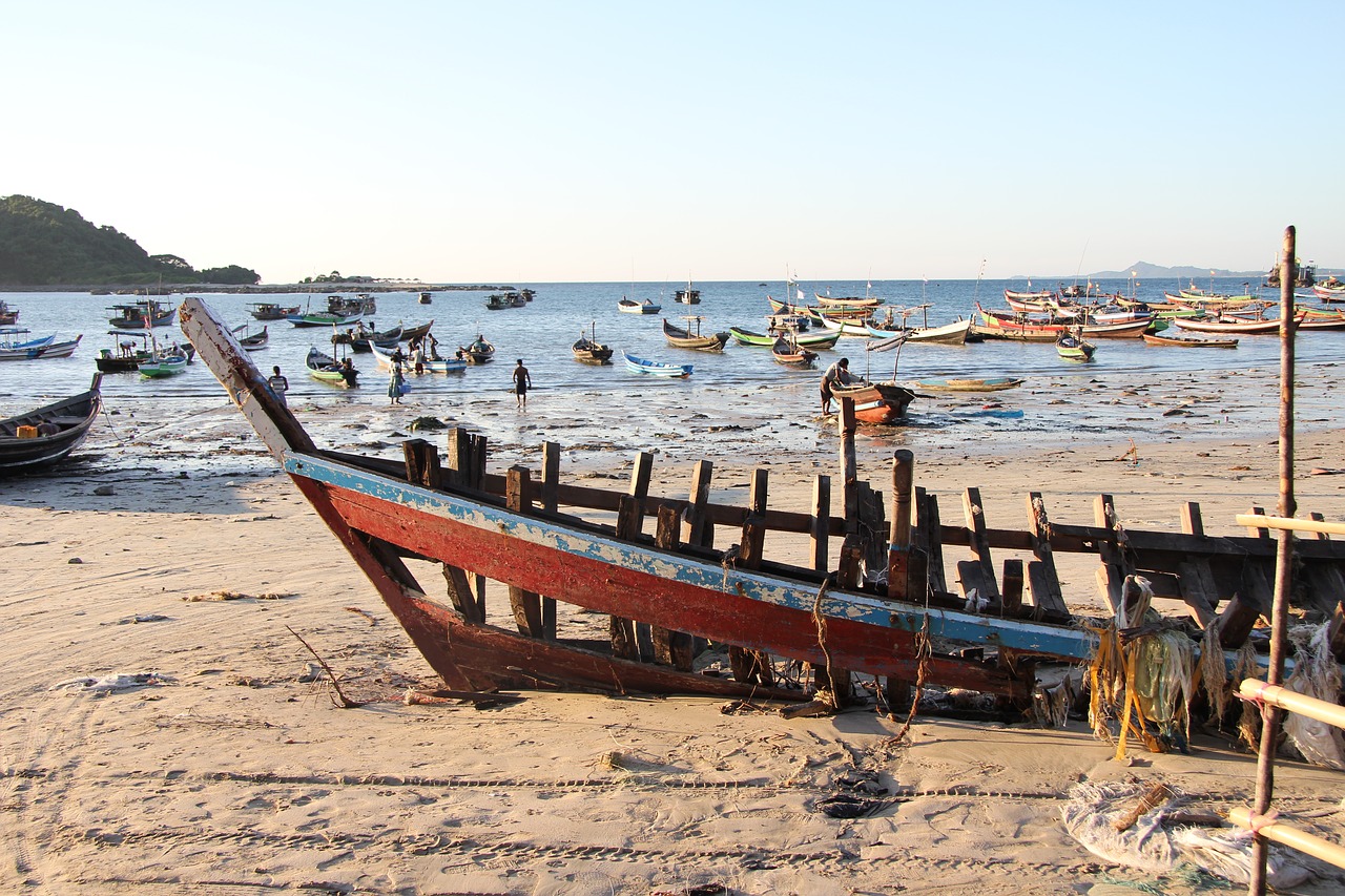 myanmar beach boat free photo