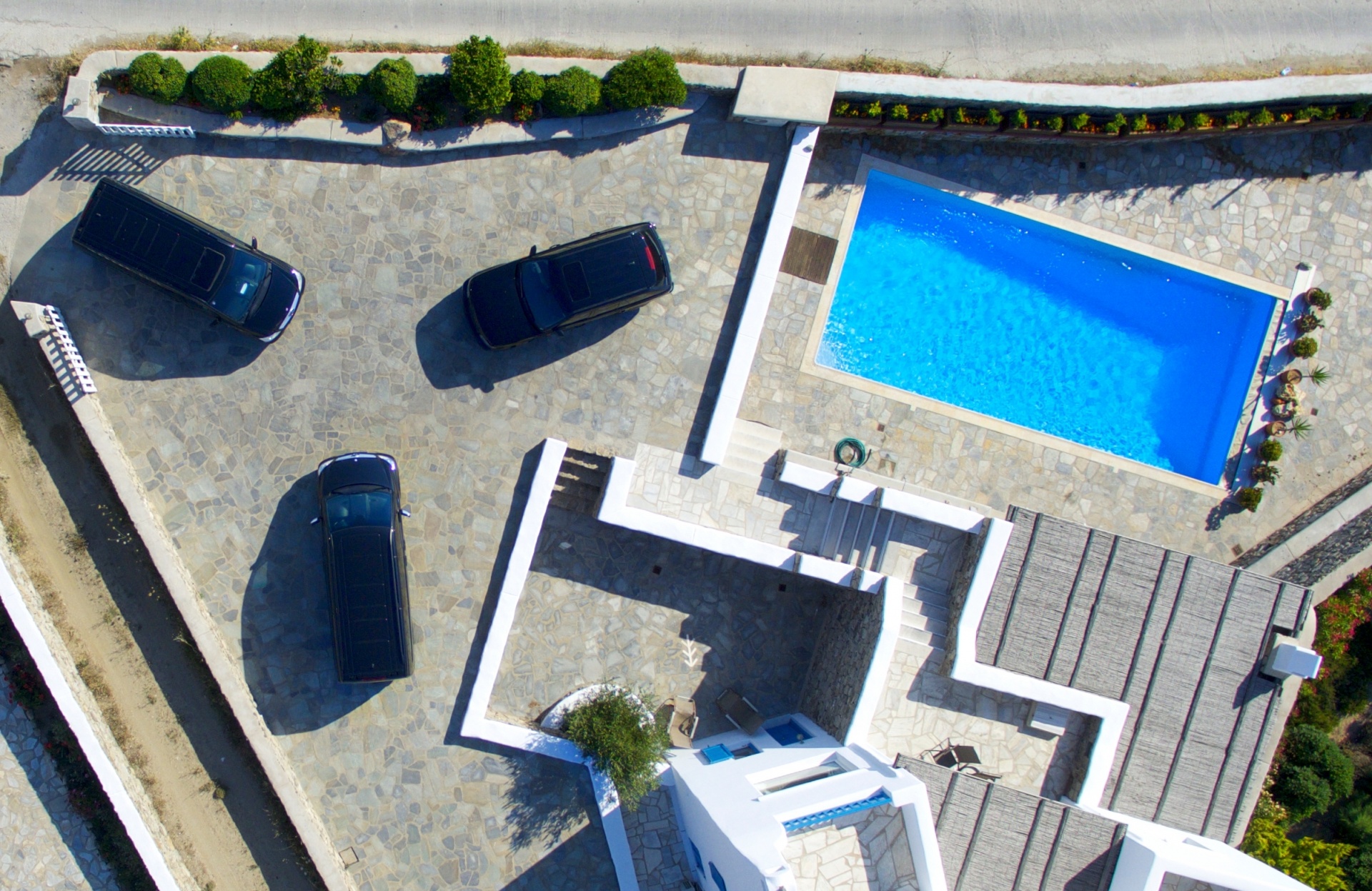 mykonos villa drone free photo