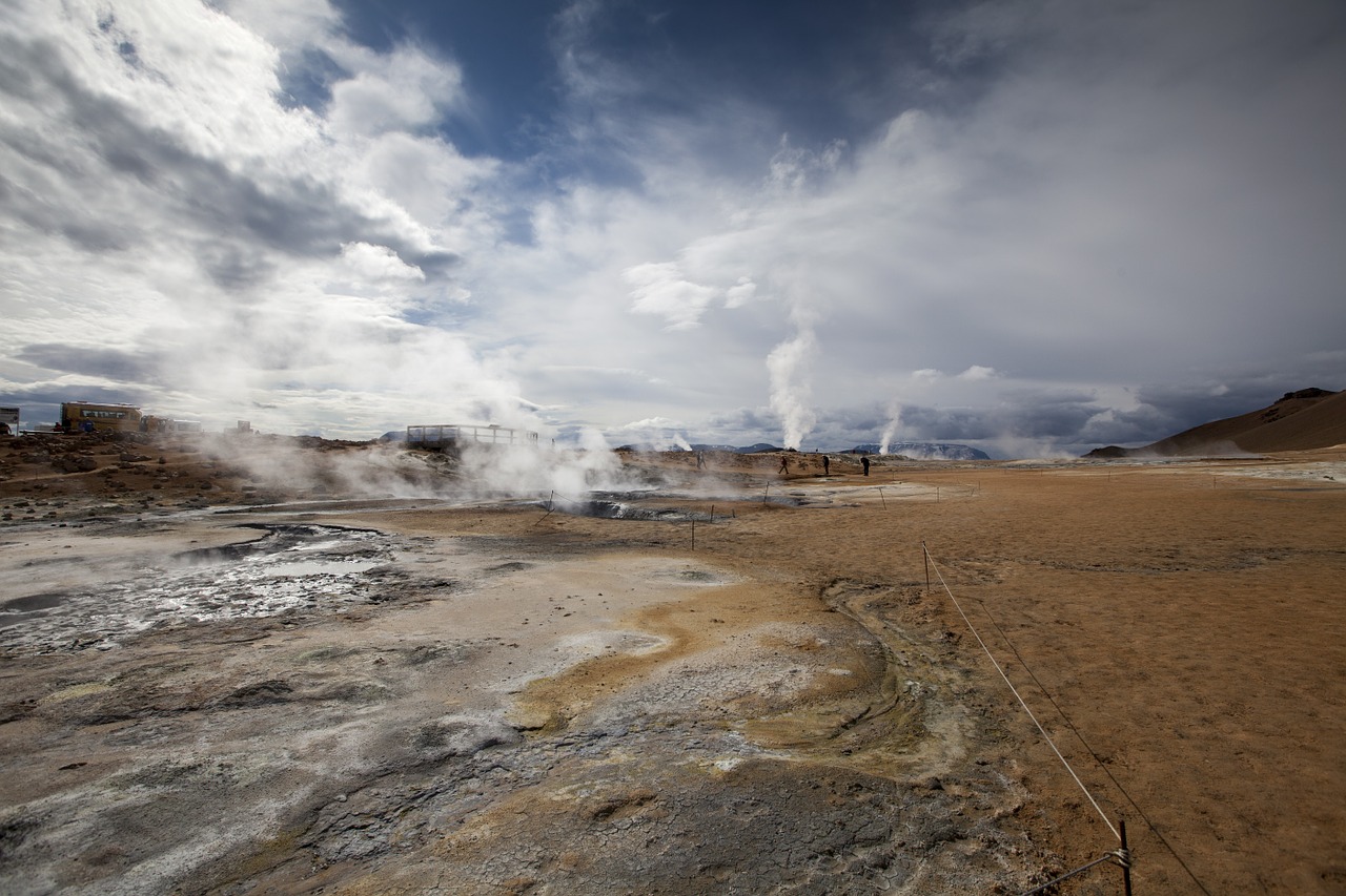 namaskard sulphur pits iceland boiling mud free photo