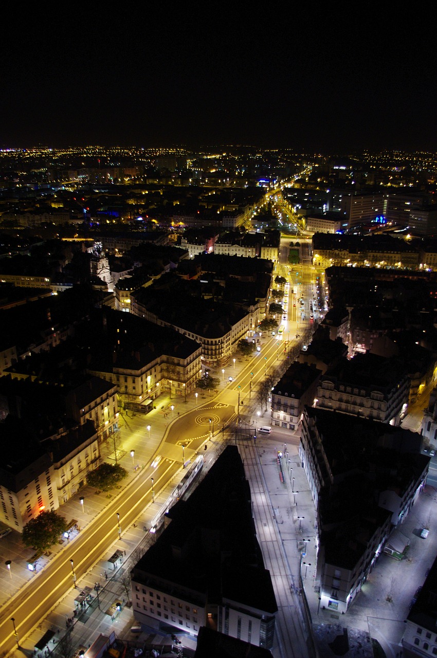 nantes view from the top night free photo