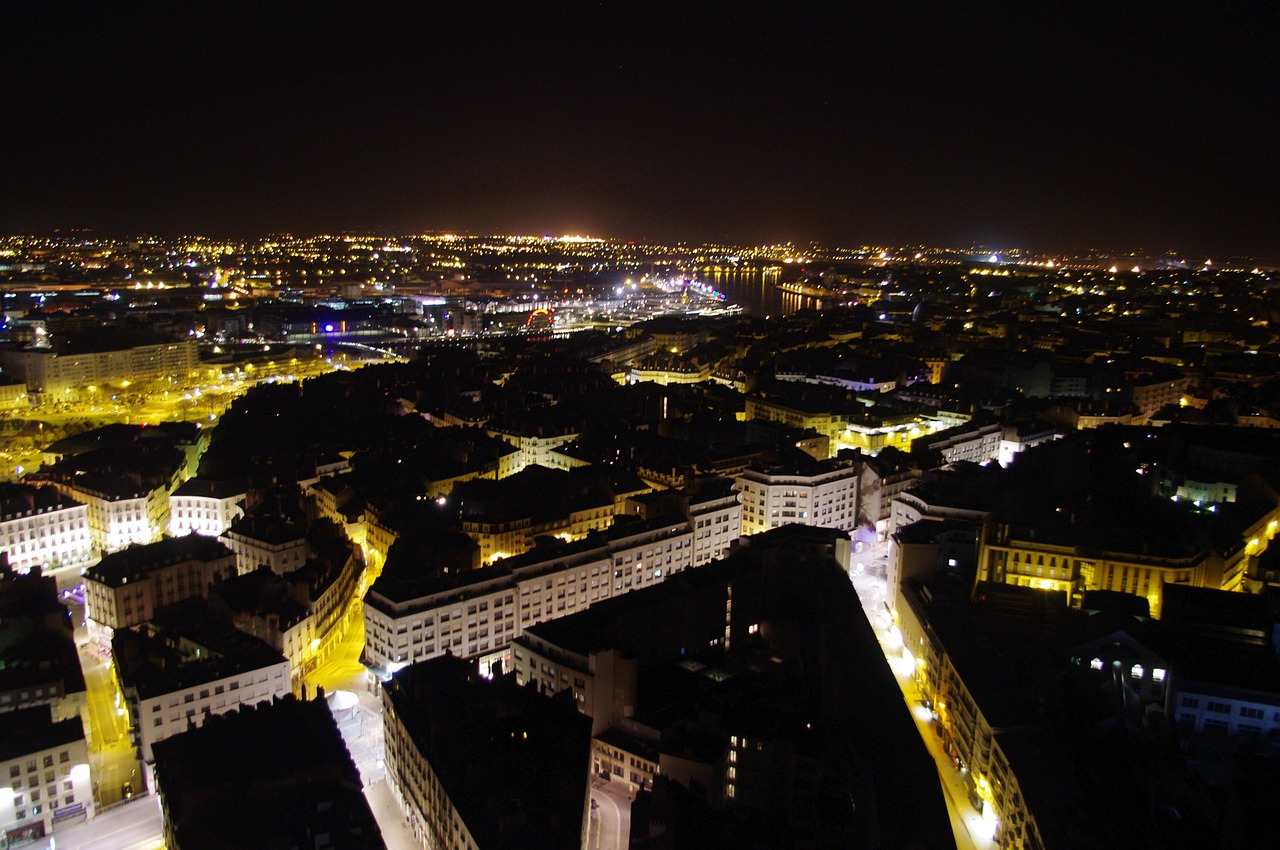 nantes view from the top night free photo