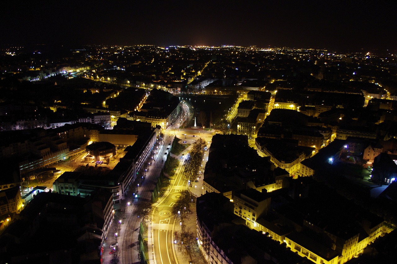 nantes view from the top night free photo