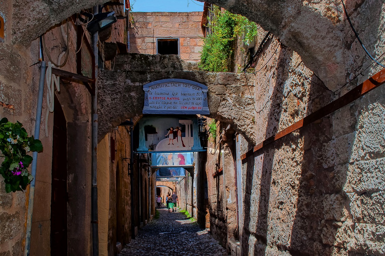 narrow alley rhodhos rhodhos-old town free photo