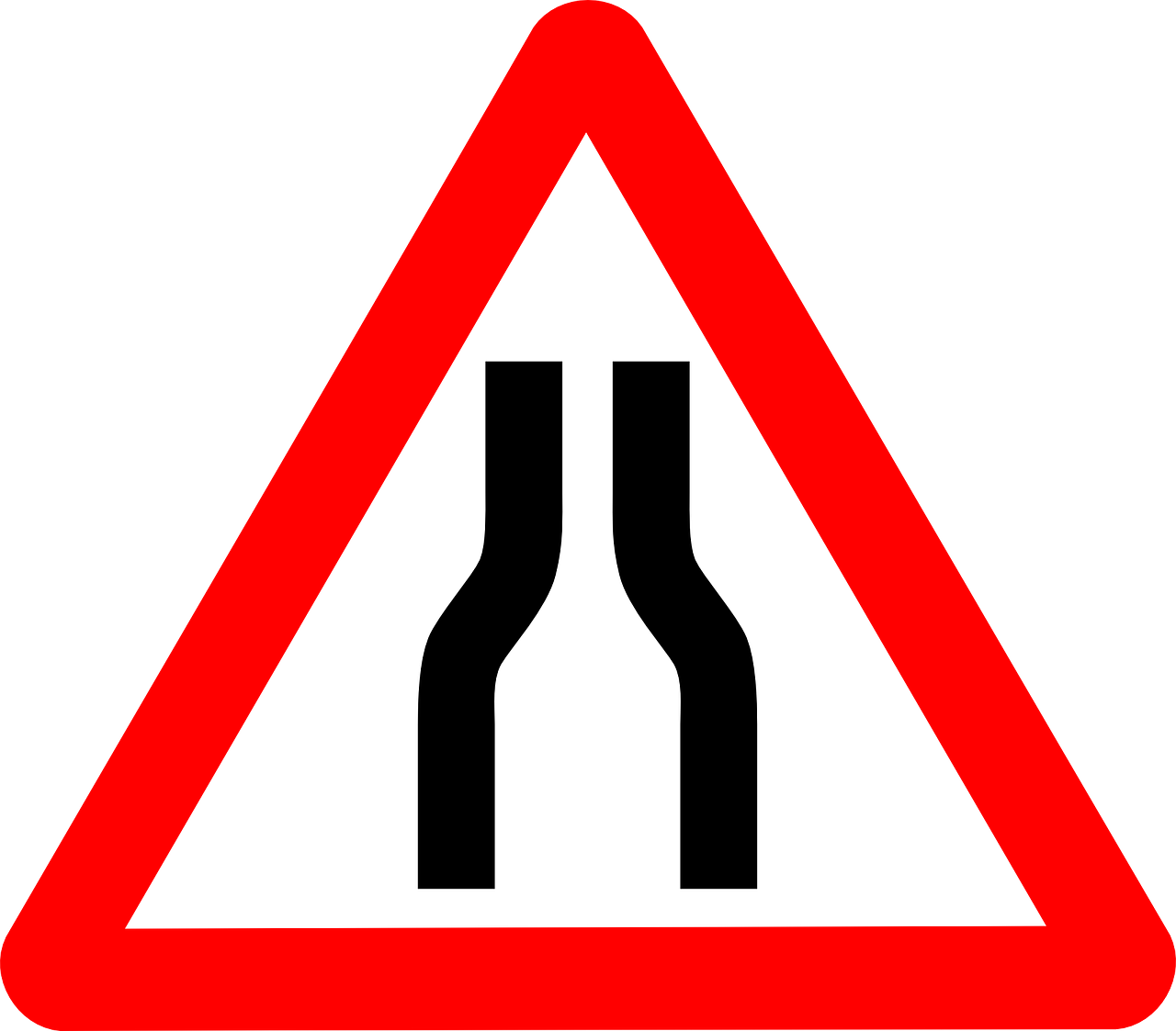narrows,warning,roadsigns,signs,narrowing,road,transportation,free vector graphics,free pictures, free photos, free images, royalty free, free illustrations, public domain