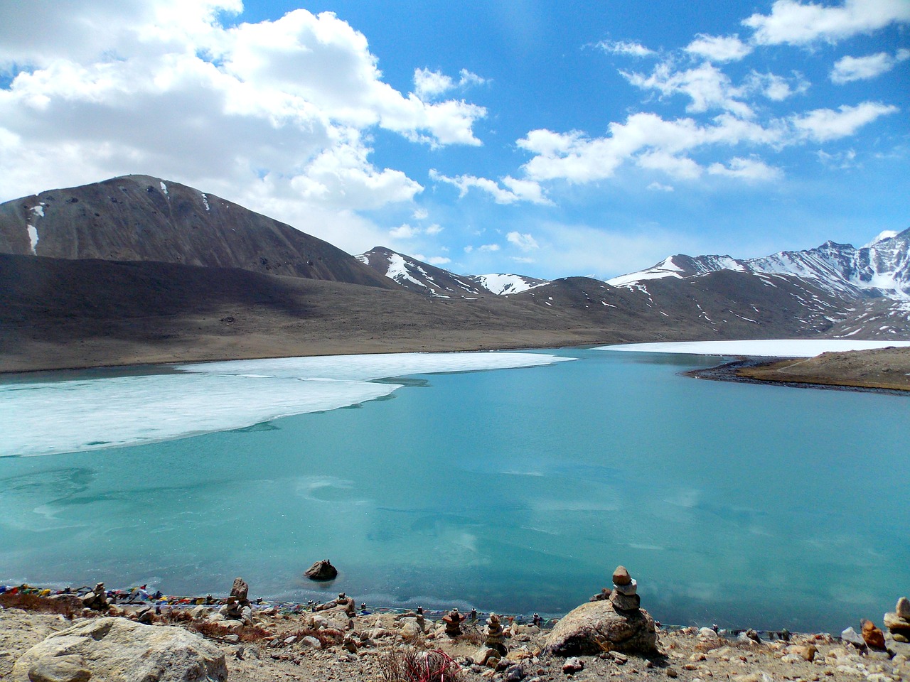 nature frozen gurudogmar lake free photo