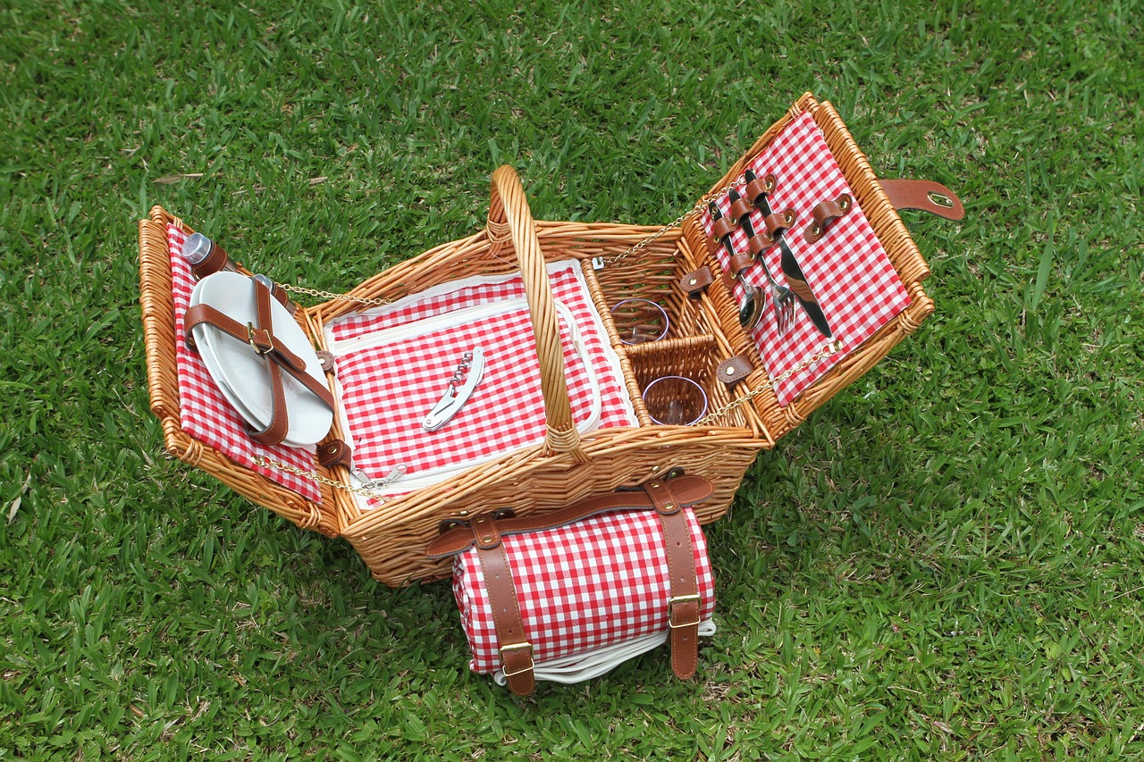 nature picnic basket free photo