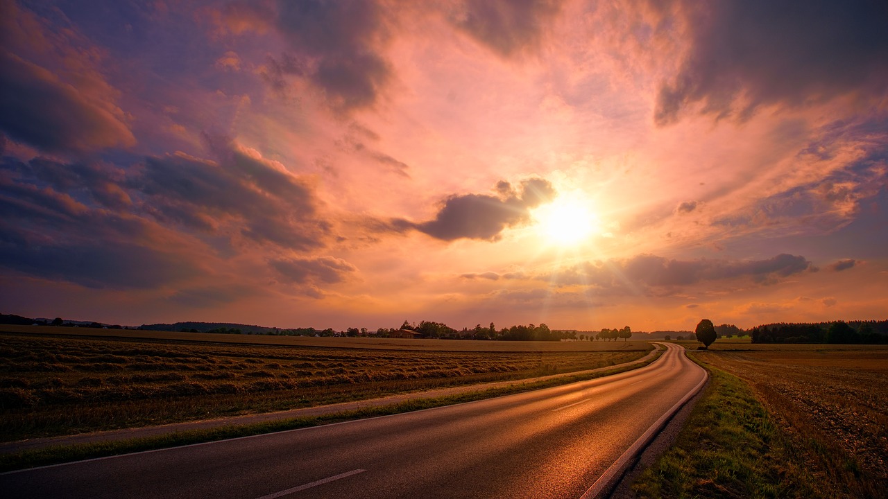 nature  sunset  road free photo