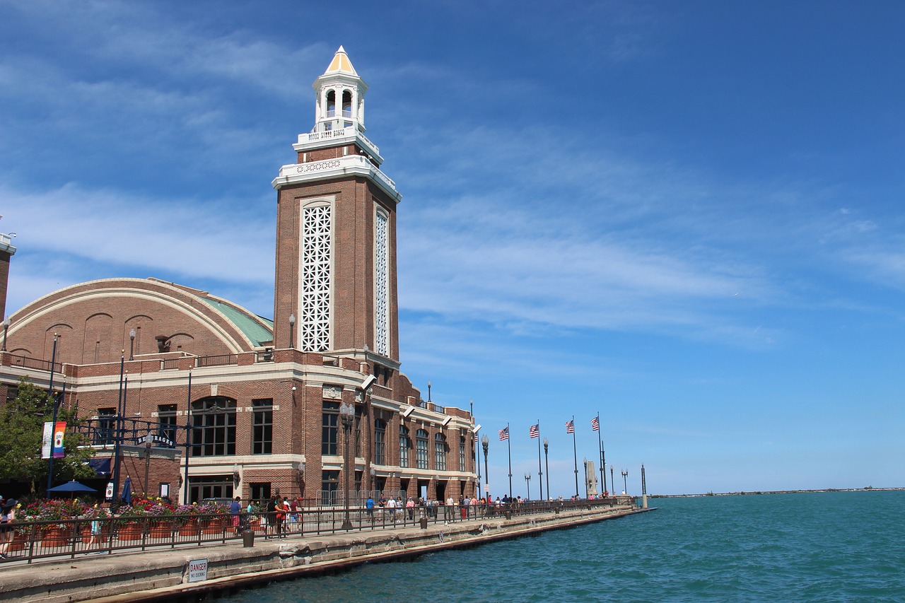 navy pier  water  landmark free photo