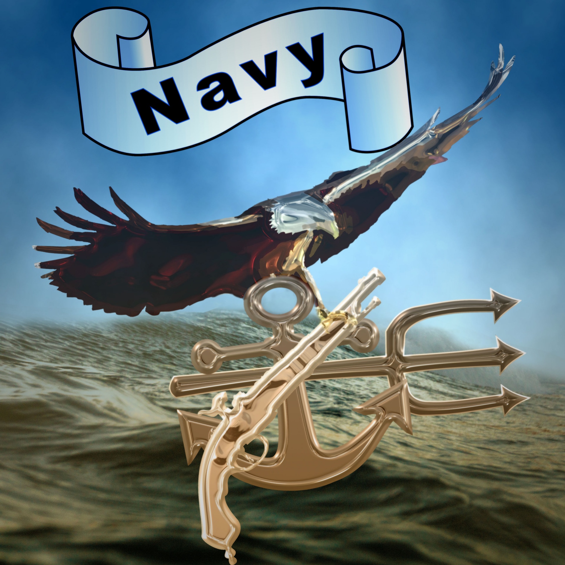 navy eagle water free photo