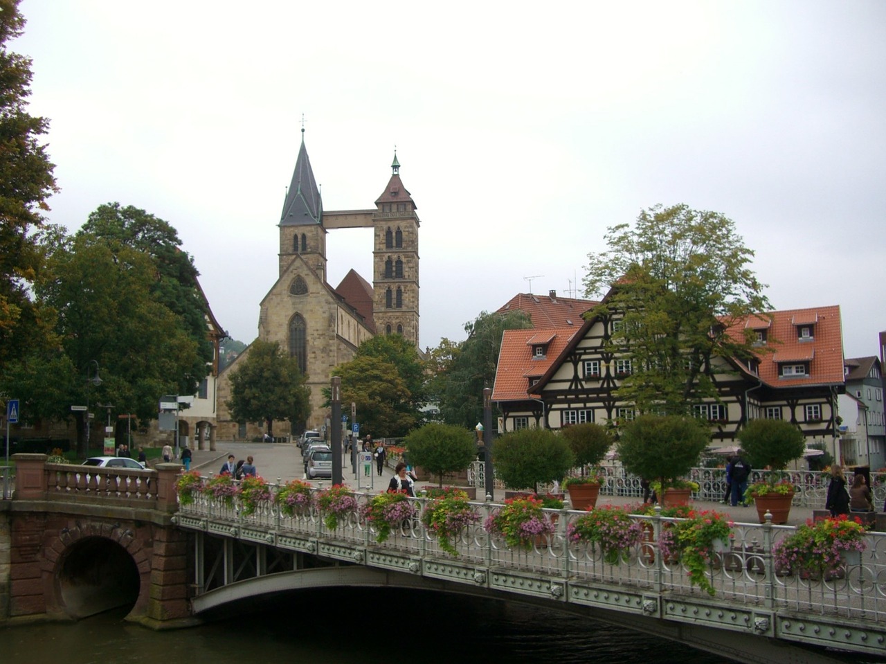 neckar canal bridge city church st dani free photo