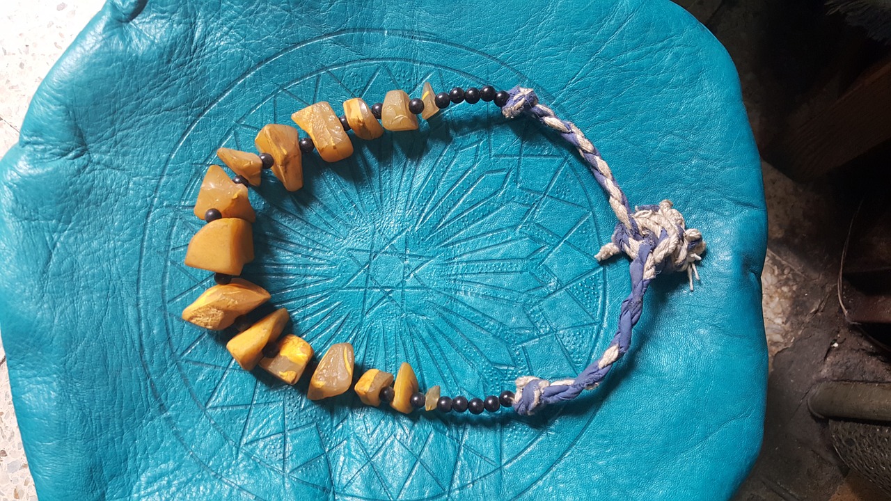 necklace blue yellow free photo