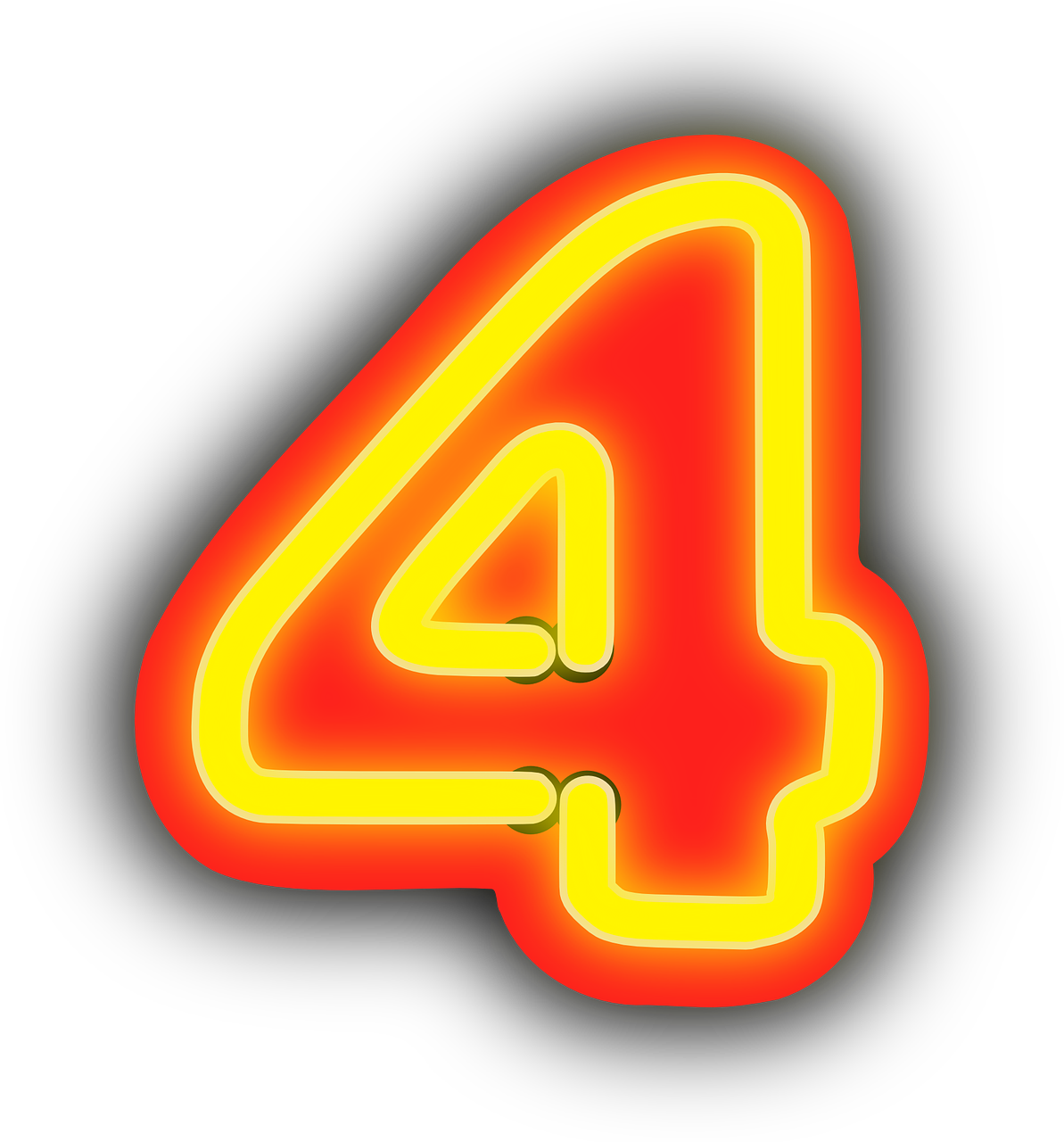 neon four numbers free photo