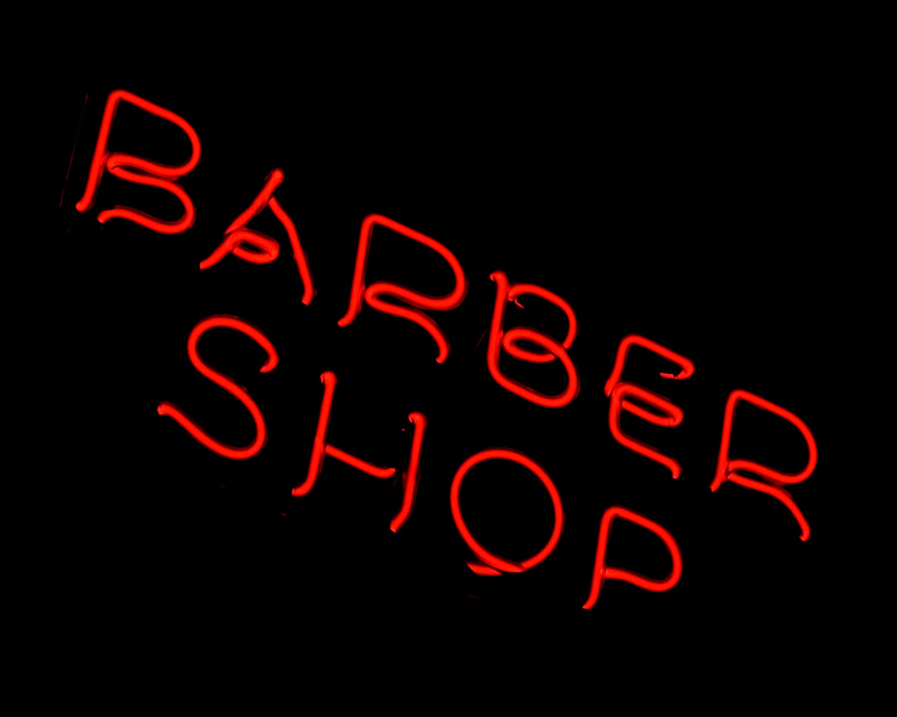neon barber shop typography free photo