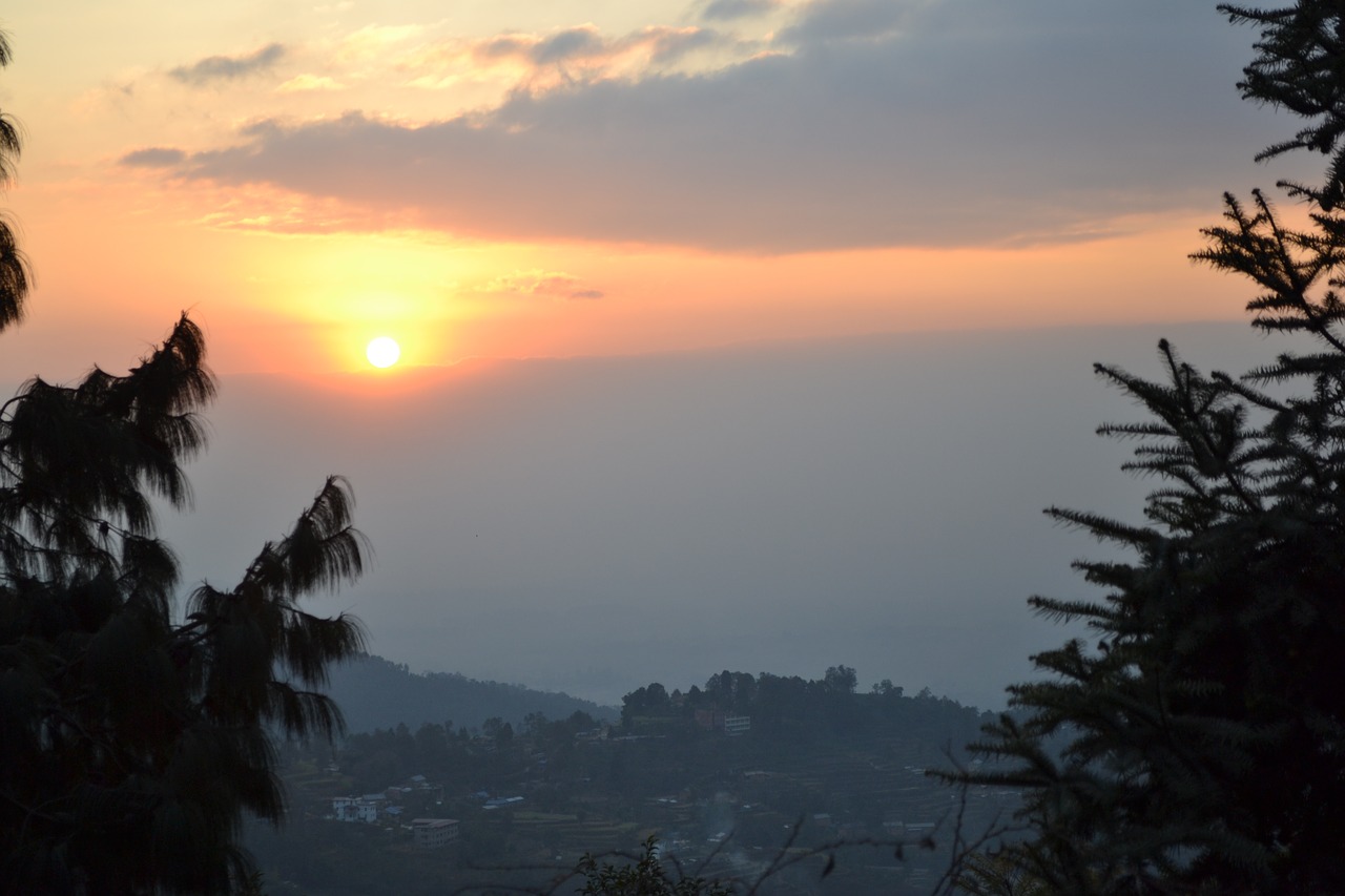 nepal sunset pohkara free photo