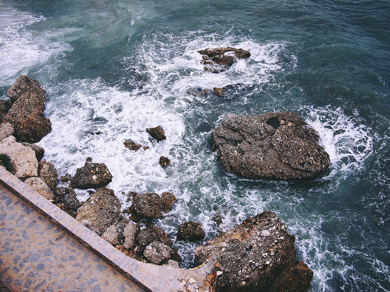 nerja sea rocks free photo