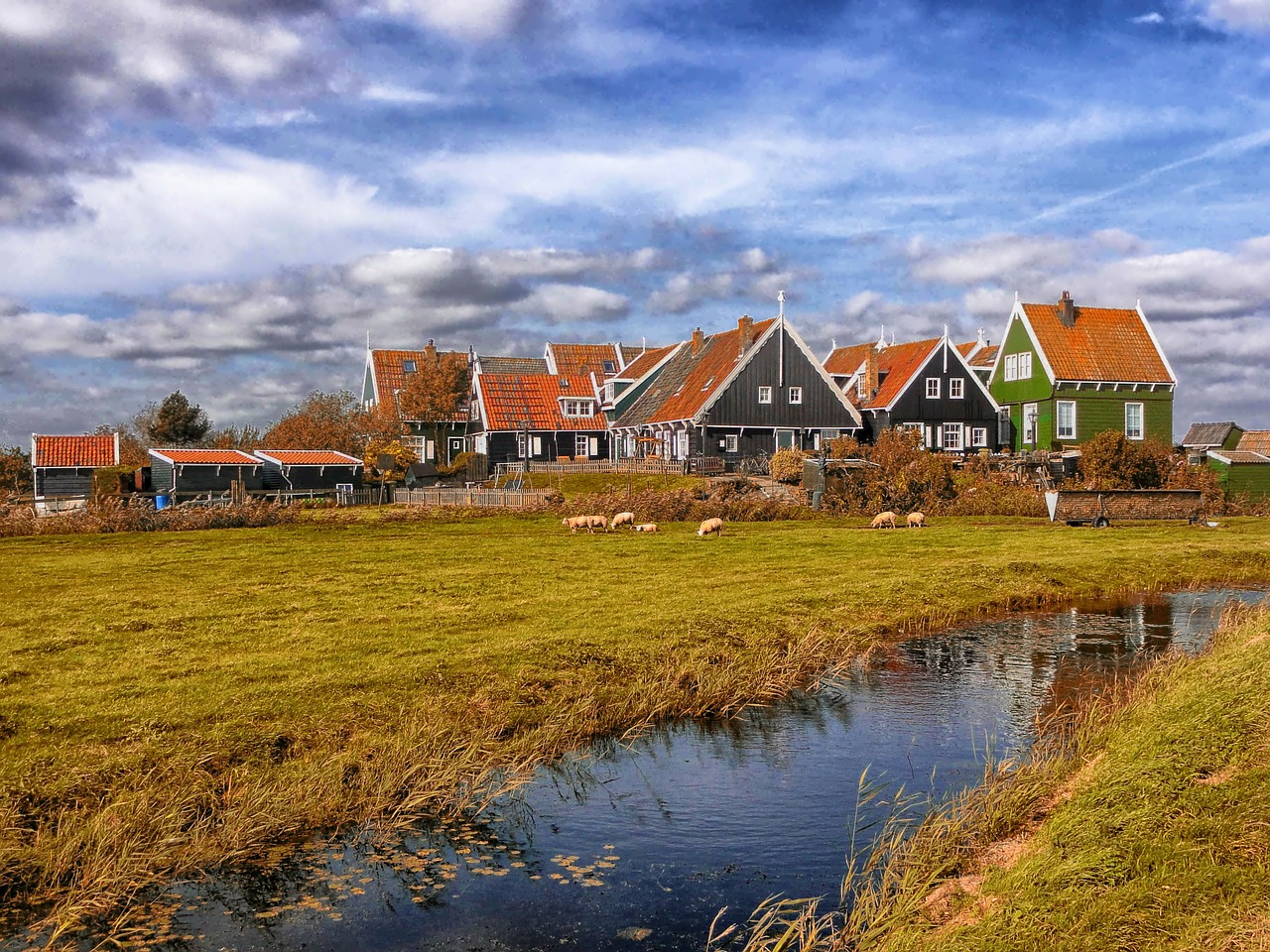 netherlands houses stream free photo