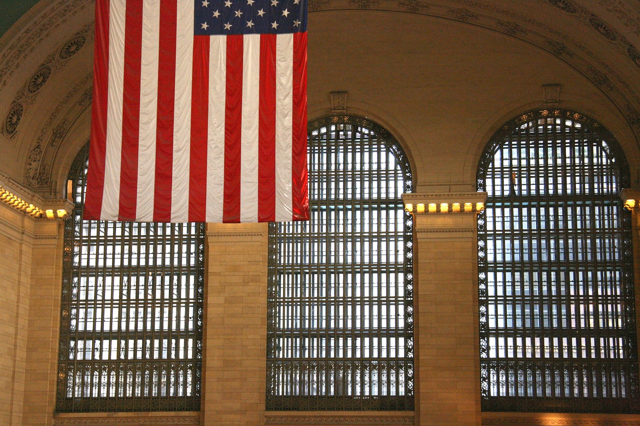 flag new york train station free photo