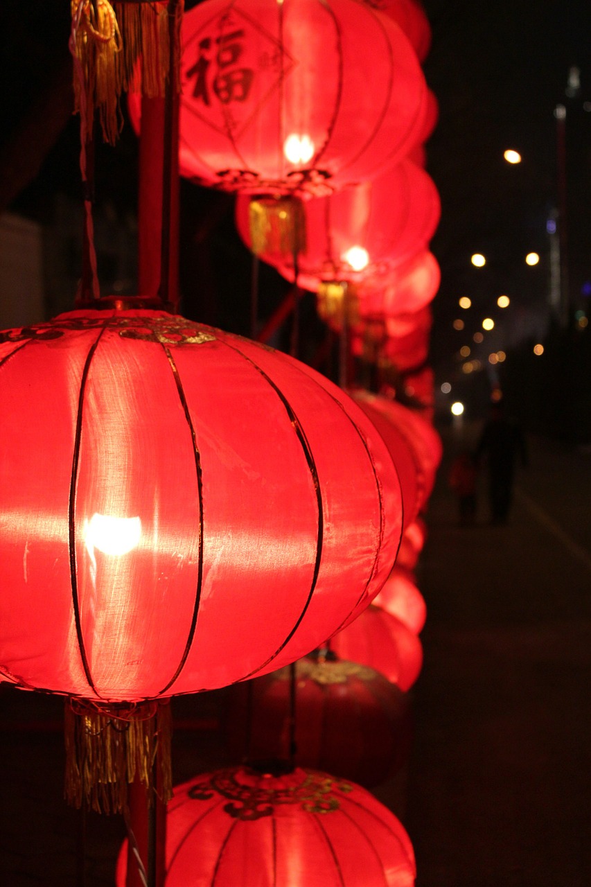 new year red lantern new year's day free photo