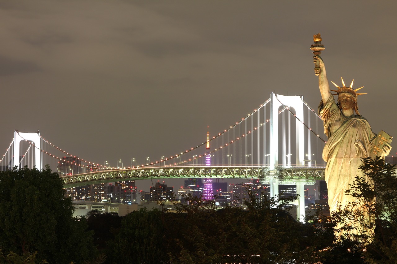 new york statue of liberty brooklyn bridge free photo