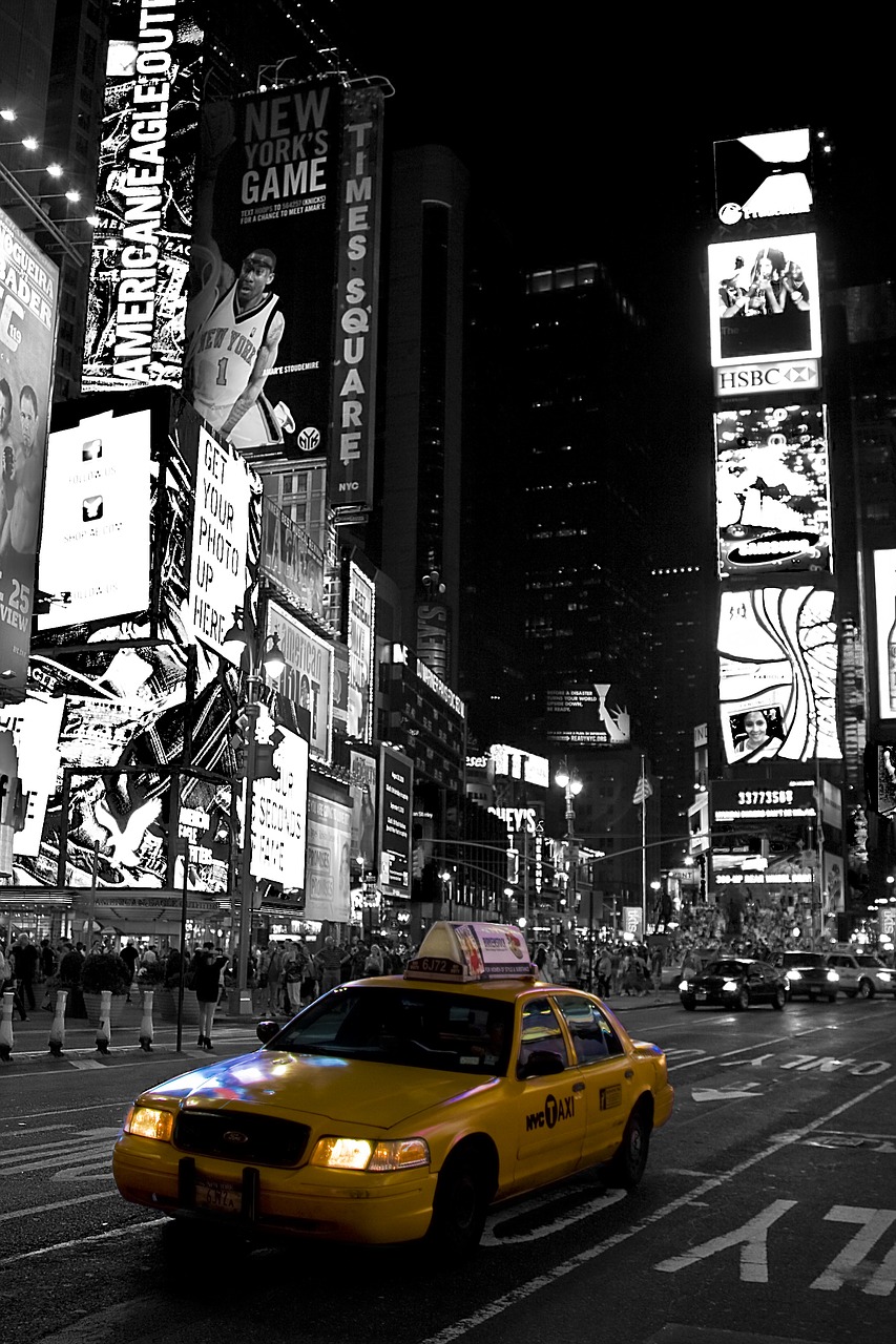 new york time square black white free photo