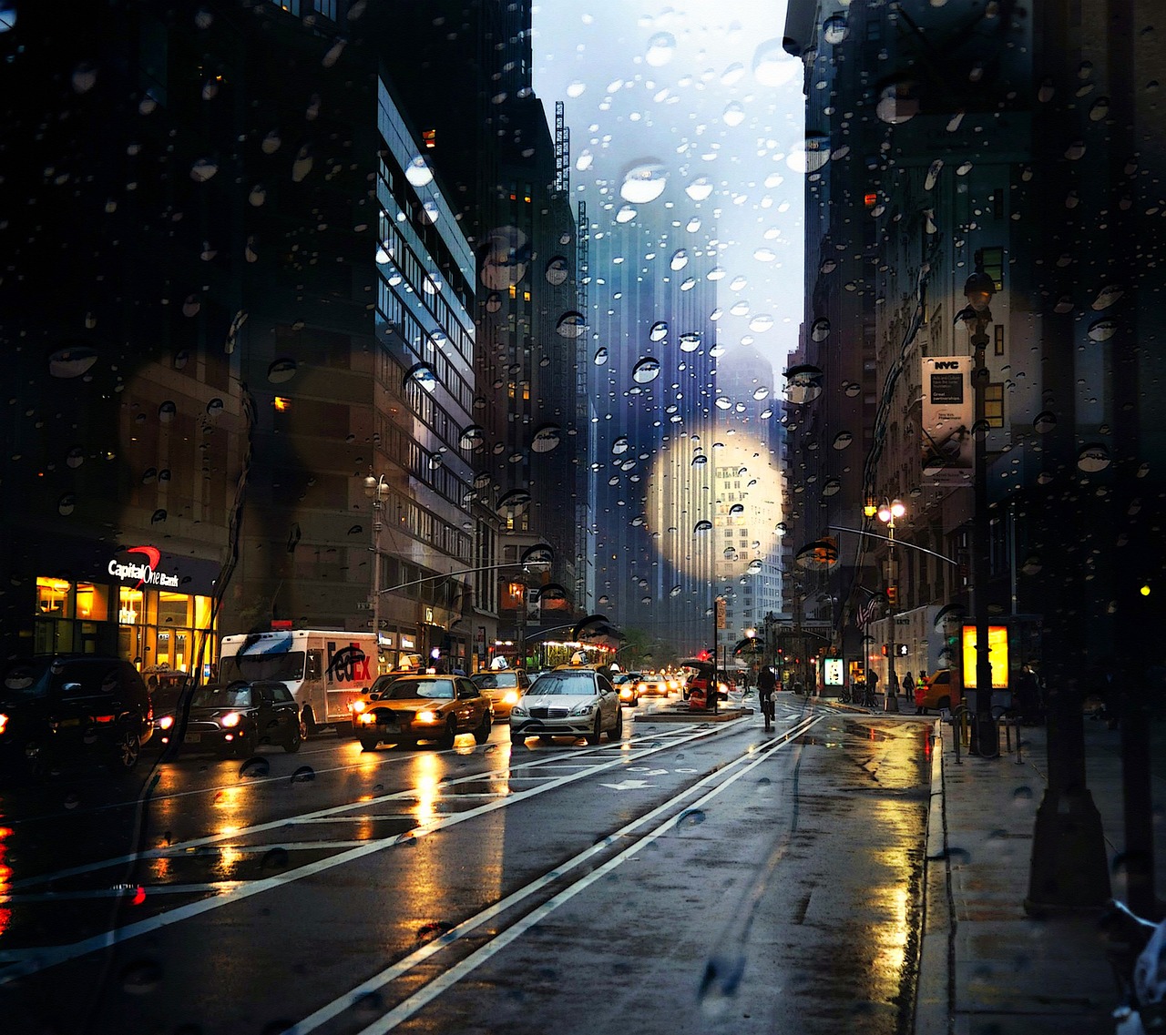 new york rain street free photo