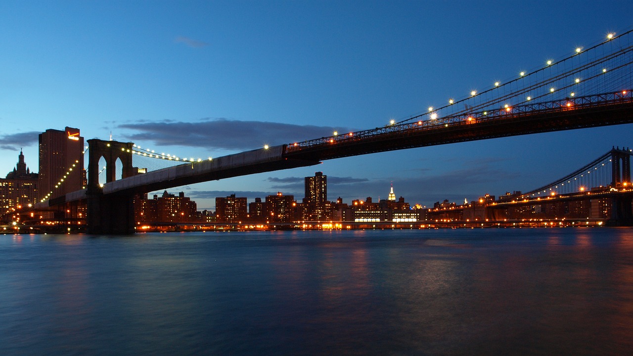 new york bridge night free photo