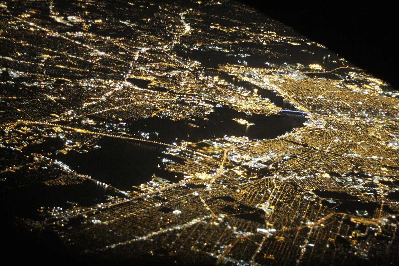 new york flight night free photo