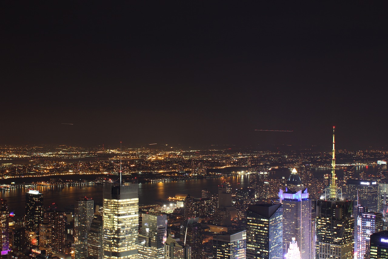 new york skyline night free photo